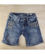 Miss Me Shorts Girls Blue Dark Wash Denim JK8657D2 Diamond Embellished S... - $40.14 CAD