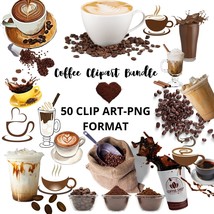 Coffee Clipart. Coffee cup clipart. 50 Coffee Lover Ultimate Bundle. Tra... - £2.00 GBP