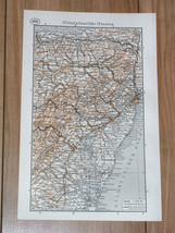1938 Vintage Map Of Eastern Usa / New York Pennsylvania Vitginia Washington - £13.45 GBP