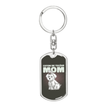 Cute White Dog Mom  Stainless Steel or 18k Gold Premium Swivel Dog Tag K... - £29.85 GBP+