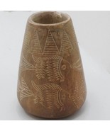 Hand-Carved Fish Design Stone Vase Equator Altitude 7747T 3&quot; Kenya - $186.59 MXN