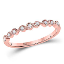 10kt Rose Gold Womens Round Diamond Stackable Band Ring 1/20 Cttw - £159.96 GBP