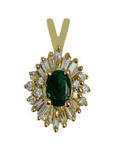 Yellow Gold &amp; Emerald Pendant with Diamonds  - £1,140.21 GBP