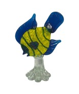 Vintage Confetti Hand Blown Art Glass Angel Fish Yellow Blue Green Tropi... - £33.53 GBP
