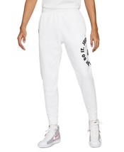 Nike Mens Sportswear Jdi Circle Logo Print Fleece Joggers,White,X-Large - $50.31
