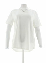 Martha Stewart Classics Short-Sleeve Scoop-Neck Knit Top Optic WHITE Medium - £7.42 GBP