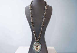 Vintage Zuni Sterling/turquoise/multi-stone inlay kachina necklace - £435.24 GBP