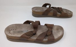 Mephisto Women&#39;s Brown Leather HANNEL Strappy Slip On Sandals Size 41 / ... - $34.64