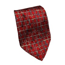 JoS A Bank Red Gold Tie Necktie Silk 4 Inch 59 Long - $9.89