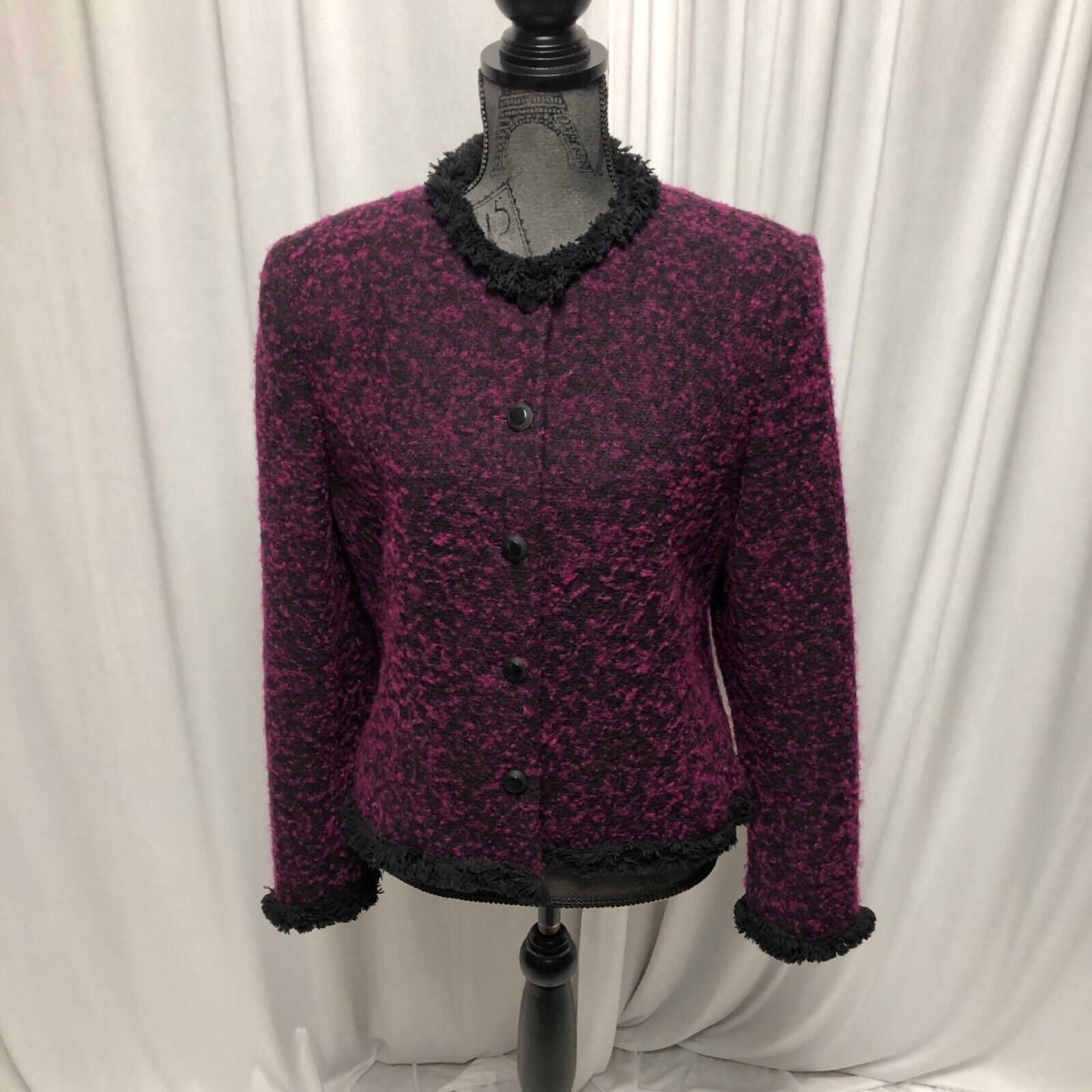 Primary image for Bridgetown Collection Jacket Womens 12 Button Up Purple Black Lined Blazer