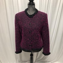 Bridgetown Collection Jacket Womens 12 Button Up Purple Black Lined Blazer - £11.61 GBP