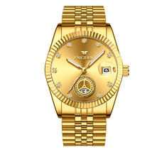 Middle-Aged Gold Watch Men&#39;s Quartz Watch Dad Grandeur Design Waterproof Electro - £24.09 GBP