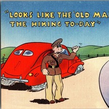 c1940 Comic Military Joke Old Man Hiking Linen MWM MidWest Map Co Postcard - £7.18 GBP