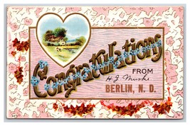Large Letter Floral Congratulations From Berlin ND Embossed DB Postcard R24 - £4.22 GBP