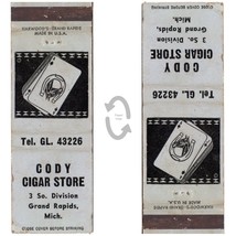 Vintage Matchbook Cover Cody Cigar Store smoke shop Grand Rapids MI 1940s - £7.74 GBP