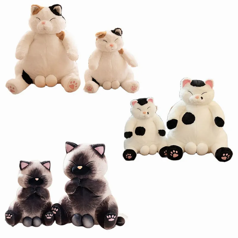 1pc Japanese Cute Siamese Cat Lifelik Kittens Eggs Cats Soft Stuffed Dolls - £18.04 GBP+