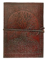 HG-LTHR 18 cm Tree of life Leather Blank Book grimoire leather journal b... - $30.00