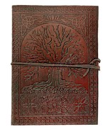 HG-LTHR 18 cm Tree of life Leather Blank Book grimoire leather journal b... - $30.00