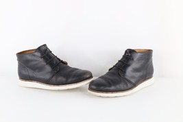 Cole Haan Mens 10 W Distressed Lunargrand Leather Chukkas Boots Black White - £46.35 GBP