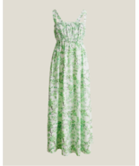 J Crew Reimagined 100% Cotton Gathered Tank Midi Dress Lime Cherry Bloss... - €48,50 EUR