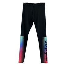 Adidas leggings Large 14 youth girls rainbow athletic leisure ankle blac... - $17.82