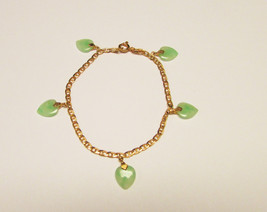 Vintage Estate 14KT Translucent Apple Green Jade Heart Link Bracelet - £589.59 GBP
