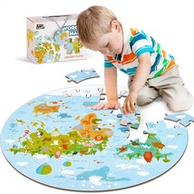 Floor Puzzles For Kids Ages 3-5 4-8, Toddlers Wooden Jigsaw Puzzles, Rou... - £29.28 GBP