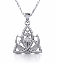 Jewelry Trends Celtic Trinity Knot Moon Goddess Sterling Silver Pendant Necklace - £50.07 GBP