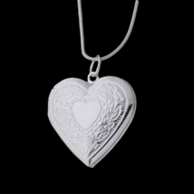 Heart Photo Locket Pendant Necklace Sterling Silver - £9.66 GBP