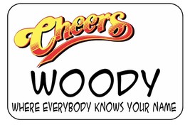 CHEERS BAR WOODY cast Name Badge with pin Fastener Halloween Costume Cosplay Pro - £12.71 GBP