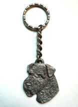 Vintage Rawcliffe Pewter I Love My Airedale Terrier Dog Keychain 1982 - $21.75