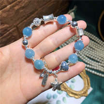 Aquamarine 925 Silver Star Bracelet - £93.03 GBP