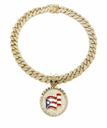 [Icemond] Iced Out Puerto Rico Flag Round Pendant Cuban Chain - $799.46 MXN