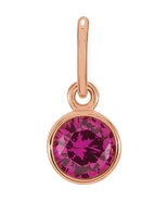 14K Rose Gold 4mm Round Imitation Ruby Birthstone Charm - $182.00