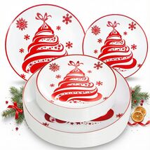 Rubtlamp 60Pcs Red Christmas Plastic Plates - Dinner &amp; Appetizer Disposa... - $65.42