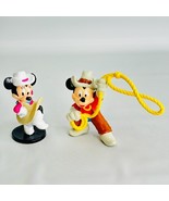 Vtg Disney Mickey Mouse and Minnie Mouse Cowboy Rodeo 2.5&quot; Figures Applause - £11.66 GBP