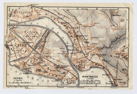 1922 Original Vintage City Map Of Montreux And Vevey / Switzerland - £21.66 GBP