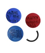 Happy Memorial Day Set Of 4 Cookie Stamp Embossers Made In USA PR9073 - $195.97 MXN