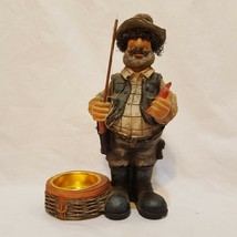 Fisherman Candle Holder Tea Light MayRich Co.  1705 Fishing 6&quot; Figurine - £13.97 GBP