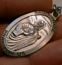 Solid St. Jude Thaddeus Pray For Us Words Charm Pendant vintage Ster Chapel - €23,38 EUR