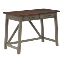 Milford Rustic 42 Inch Writing Desk With 2 Drawers And Burnished Decorative Hard - £234.95 GBP