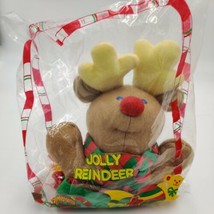 Vintage 1988 Avon Jolly Reindeer Christmas Stocking Plush Stuffed Animal Holiday - £12.57 GBP