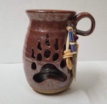 7&quot; Behr Tribal Bear Paw Pottery Pot Vessel Candleholder Brown Open Jug Southwest - £120.64 GBP