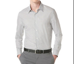 Perry Ellis Non Iron Stripe Pattern Shirt Mens Large NWT Long Sleeve White Gray - £7.77 GBP