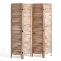 VEVOR Wood Room Divider, 4 Panel, 66.9 Inches Tall Louvered Wooden Parti... - $82.99