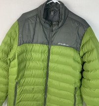 Eddie Bauer Goose Down Puffer Jacket Men’s Large Coat Gray Green Full Zip Coat - £55.03 GBP