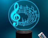 3D Music Note Night Light Illusion Led Lamp,16 Color Change Remote Room ... - $33.99