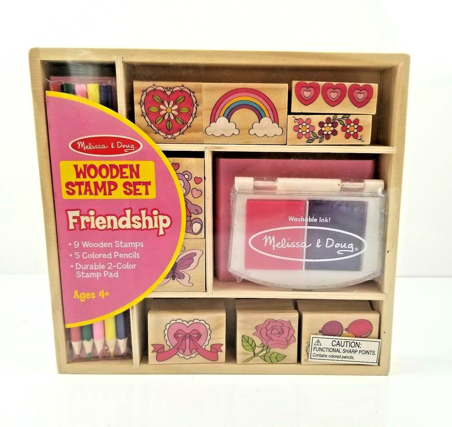 Melissa and Doug Friendship Stamp Set Wooden in Storage Box Arts & Crafts NEW - $10.99