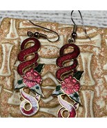 Elegant Red and Pink Floral Earrings - $16.34 CAD