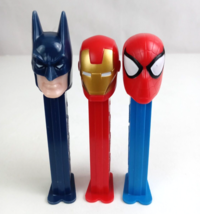 Lot of 3 Comics Superhero Pez Dispensers Batman, Spiderman, &amp; Iron Man (A) - $183.57 MXN